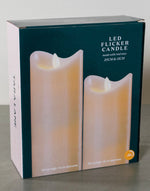 Flicker led candle set w/5hr timer ivory 20cm and 15cm