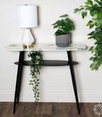Sofia console with shelf marbled glass