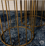 Cage s/2 side tables round mirror gold