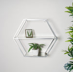 Geometric wall shelf hexagonal silver