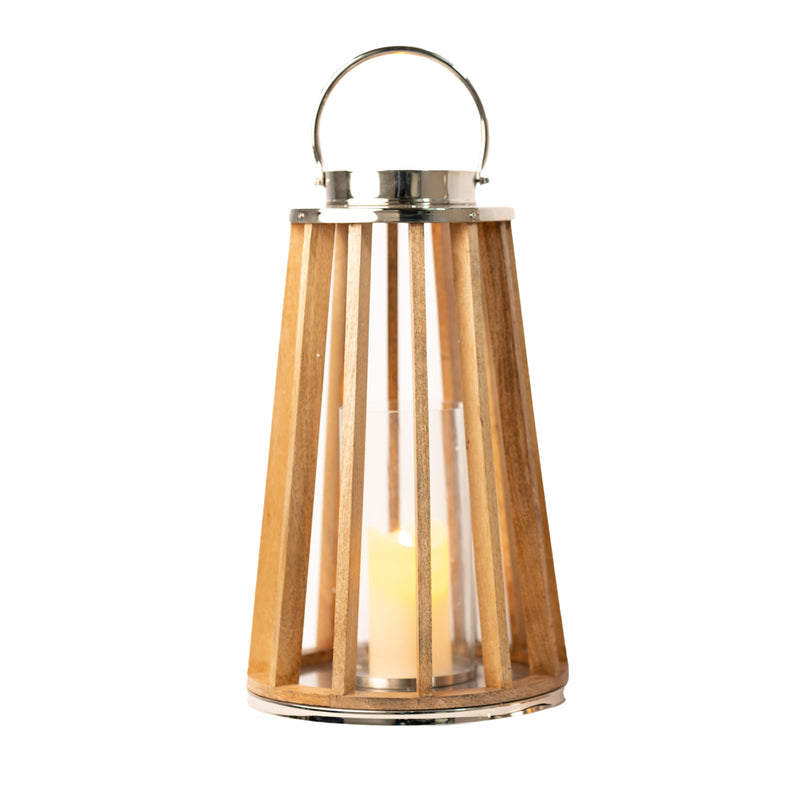 Nina Lantern Wood/chrome 51cm