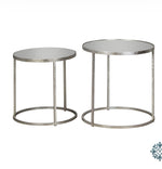 Avery set of two side tables round mirrored silver