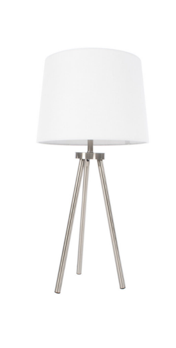 Ellie Tripod Table Lamp Satin Silver 74cm