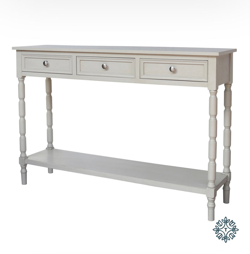 Lincoln 3 drw console table subtle grey