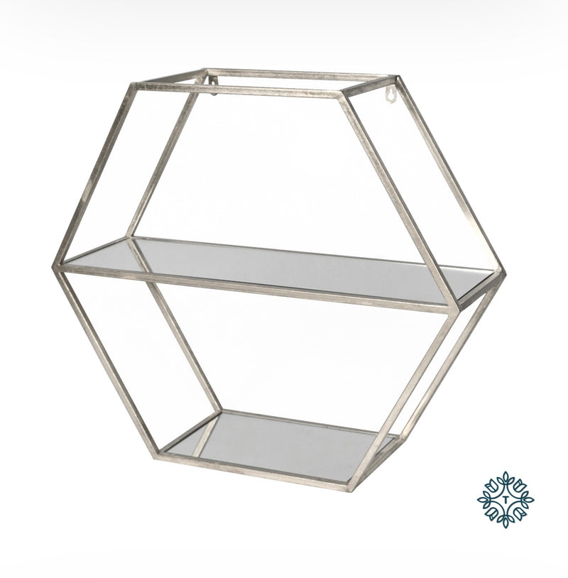 Geometric wall shelf hexagonal silver