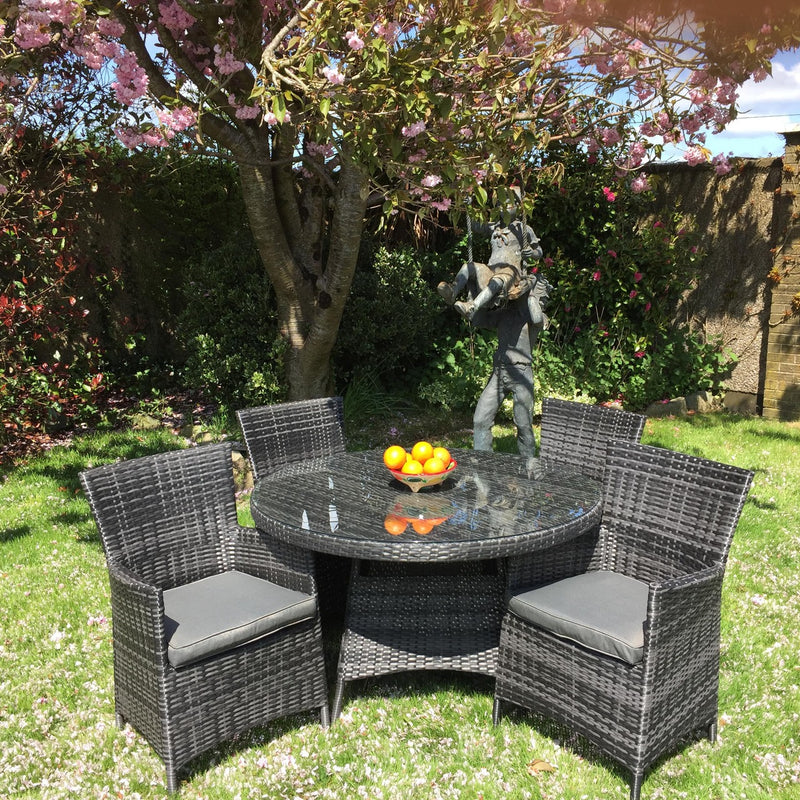Dark Rattan Dining Set (5 piece)