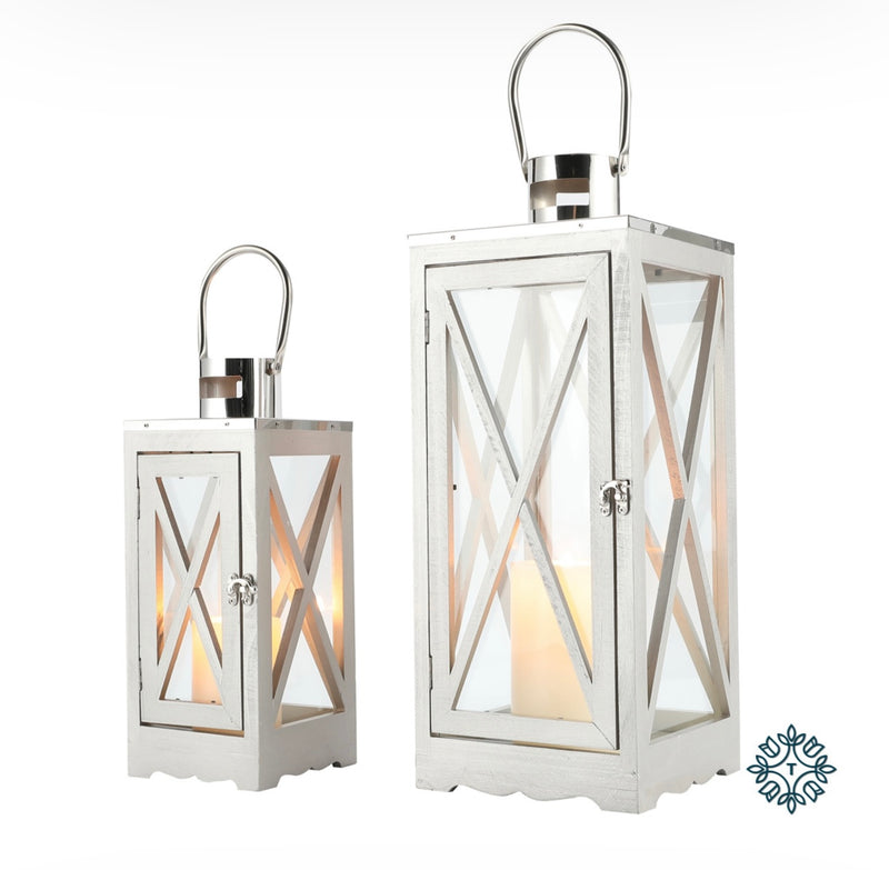 Kenzie s/2 wooden lanterns grey/silver m/s