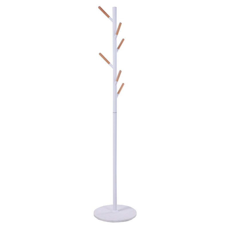Contemporary Hat and Coat Stand Marble Base White