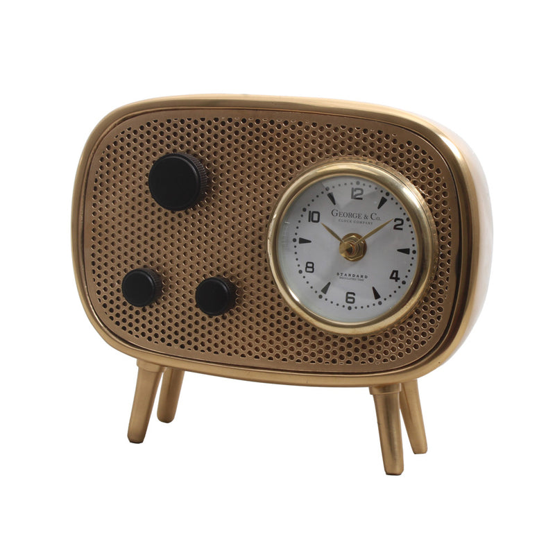 George &amp; Co Retro Radio Clock Antique Brass
