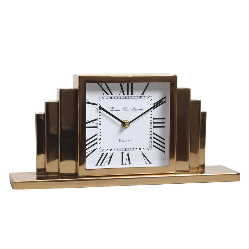 Thomas &amp; Ameila Art Deco Clock Gold 26cm