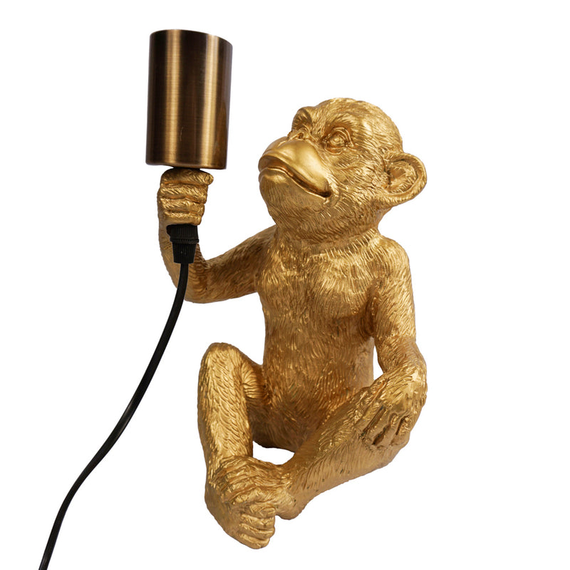 Monkey Sitting Lamp Gold 25cm