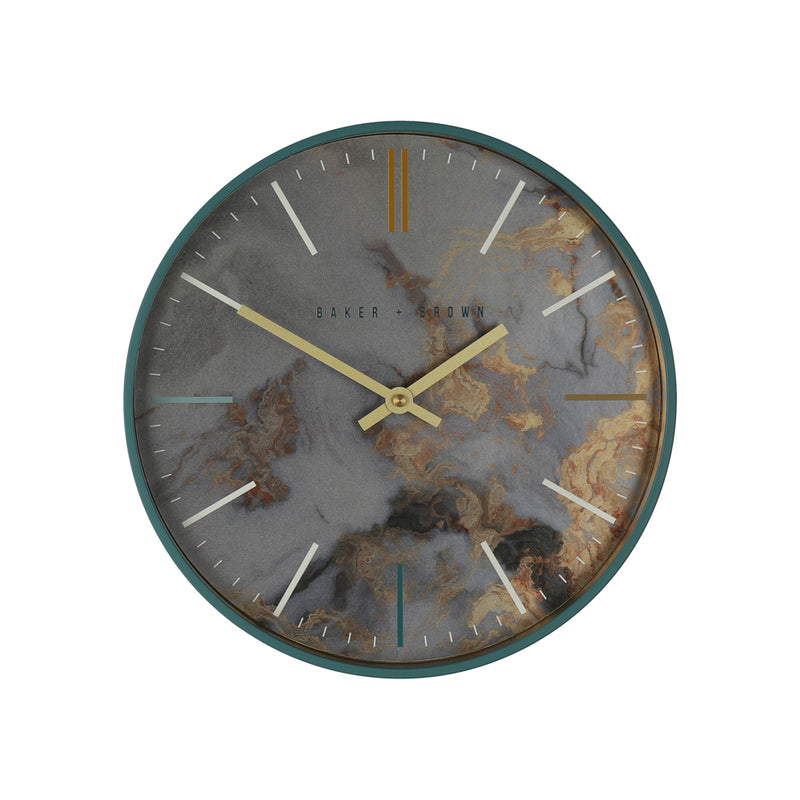 Baker And Brown Marble Clock 30cm