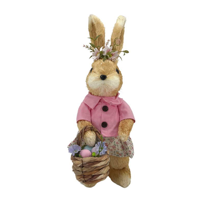 Easter Bunny With Basket Pink 33cm