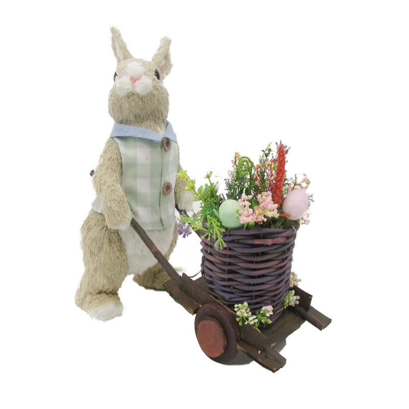 Easter Bunny With Cart Blue/green 27cm