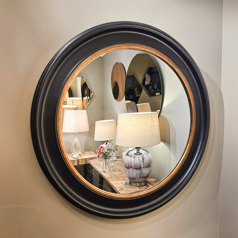 Macy Round Mirror Black/gold 90cm