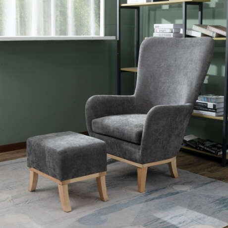 Chair + Footstool 1986 Dark Grey