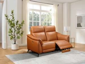 Porto 2 Seater Electric Recliner Sofa – Light Brown Leather