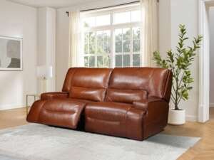 Miami 3 Seater Sofa – Dark Brown Leather with Power Recliner