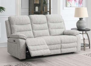 Bromley Grey Fabric Powered Reclining 3PP Sofa | Modern Comfort & Smooth Power Recline