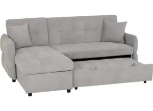 Chelsea Grey Corner Sofa Bed – Fabric with Storage and Scatter Cushions