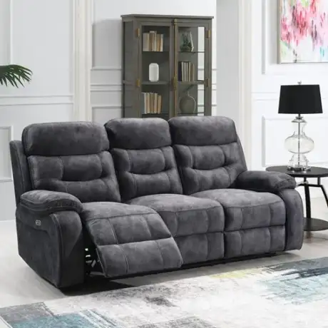 Carrie Grey Velvet 3RR Sofa W/Power Option