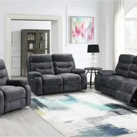 Carrie Grey Velvet 3RR+2RR+RR Sofas W/Power Option