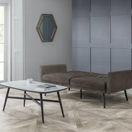 Afina Velvet Sofabed – Grey Velvet with Tapered Legs