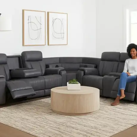 Angelo Grey Powered Reclining Sectional Sofa with Inbuilt Speakers | Luxury Tech-Enhanced Comfort
