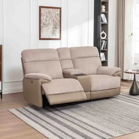 Arlington Cord Fabric Powered Reclining 2PPC Sofa W/Console | Ultra-Comfort