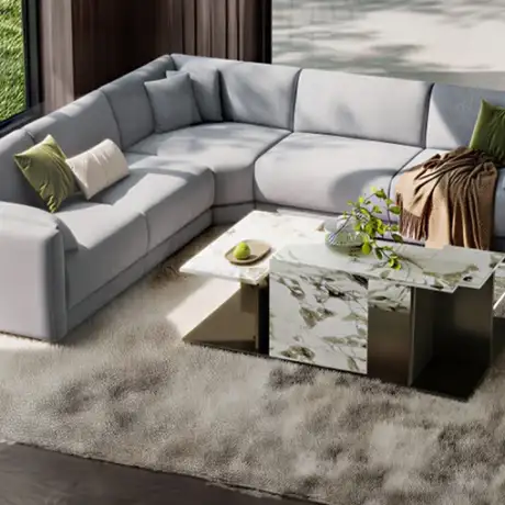Corfu Grey Fabric Corner Sofa with Cushions | Modern Sectional Comfort