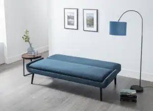 Gaudi Convertible Sofa Bed – Blue Linen Effect with Click-Clack Mechanism