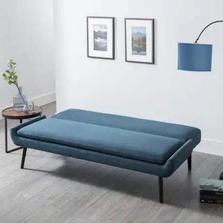 Gaudi Convertible Sofa Bed – Blue Linen Effect with Click-Clack Mechanism