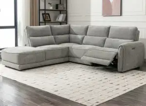Nora Grey Fabric Powered Sectional Sofa with Chaise (R/LHF Chaise,Wedge,Arm,LHF Rec)– Modern Premium Comfort