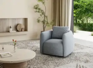 Veria Grey Fabric Tub-Style Swivel Chair – Modern Accent Chair with 360° Swivel Base