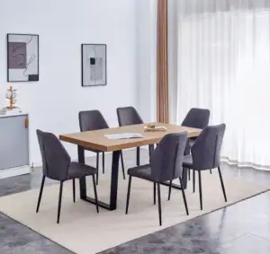 Austin Dining Set – Dark Oak with Black Metal Legs and Heat-Resistant Tabletop
