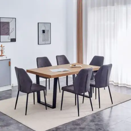 Austin Dining Set – Dark Oak with Black Metal Legs and Heat-Resistant Tabletop