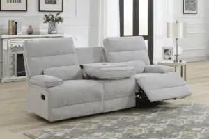 Eloise 3 Seater Manual Recliner – Grey with Electric Drop-Down Tray