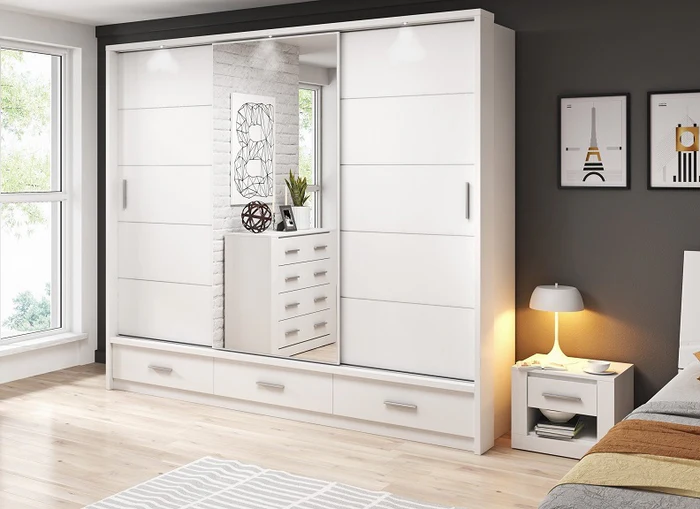 Alpha 2.5 m White Mirrored Sliderobe
