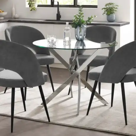 Anderson Round Glass Dining Table With Ella Dining Chairs