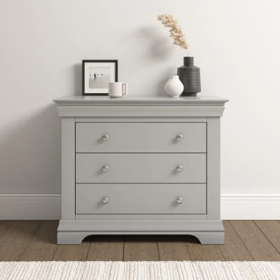 BORDEAUX 3 DRAWER CHEST - PEBBLE GREY