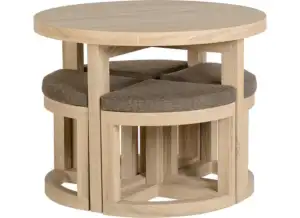 Cambourne Stowaway Dining Set – Round Sonoma Oak Effect Table with 4 Chairs 900mm