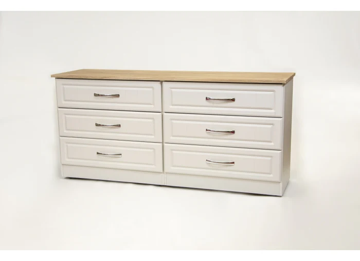 Shannon Grey & Oak Six Drawer Wide Chest