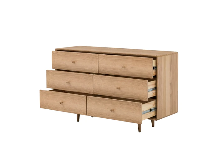 Jenson Six Drawer Chest – Oak with Soft Close Drawers