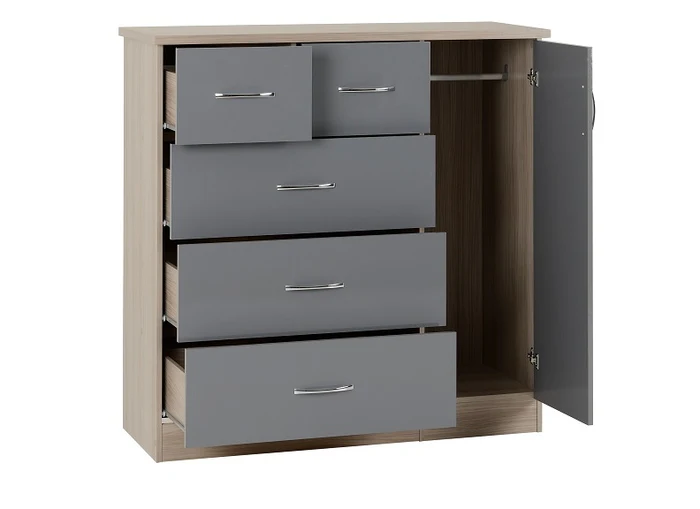 Nevada  Low Wardrobe with Five Drawers - Image 3