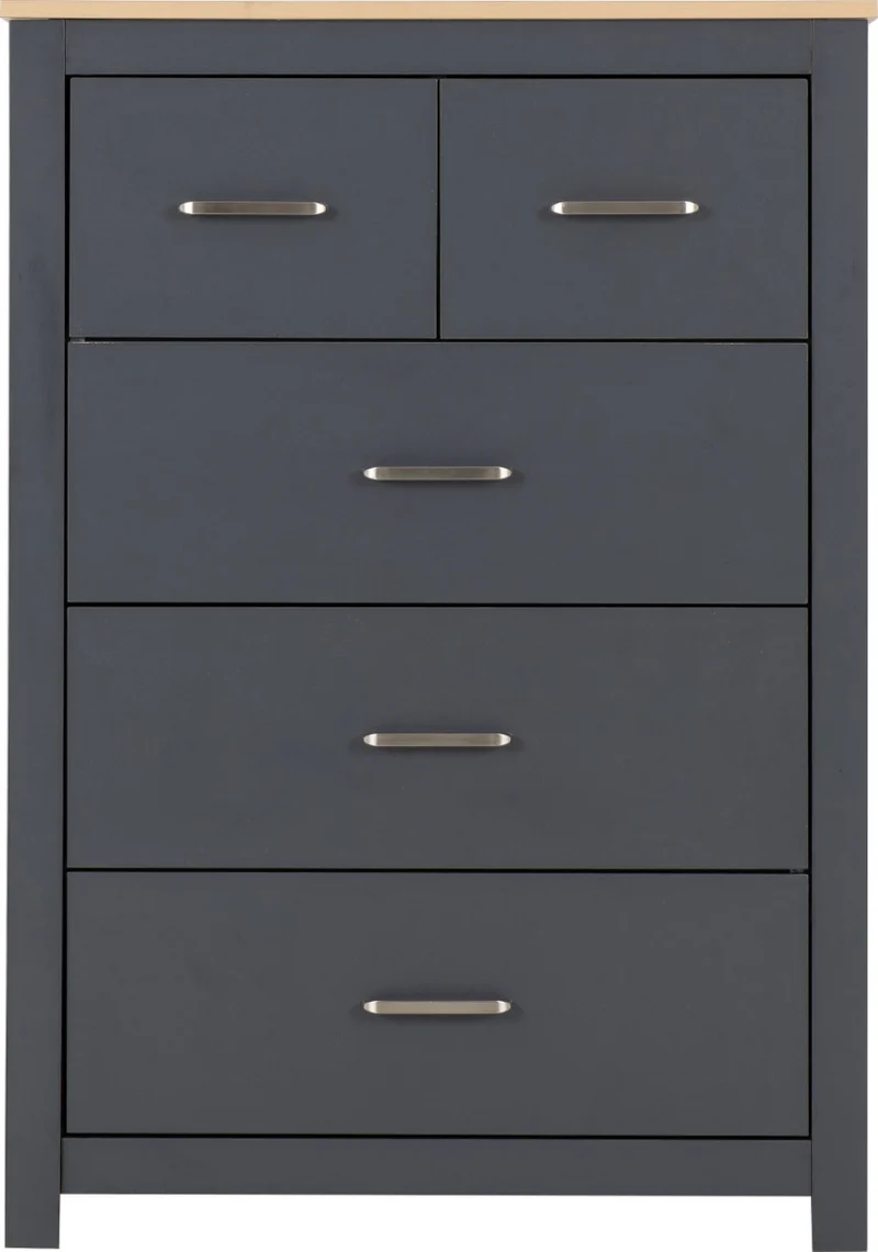 Portland 3+2 Drawer Chest – Grey/Oak Effect with Ample Storage - Image 4