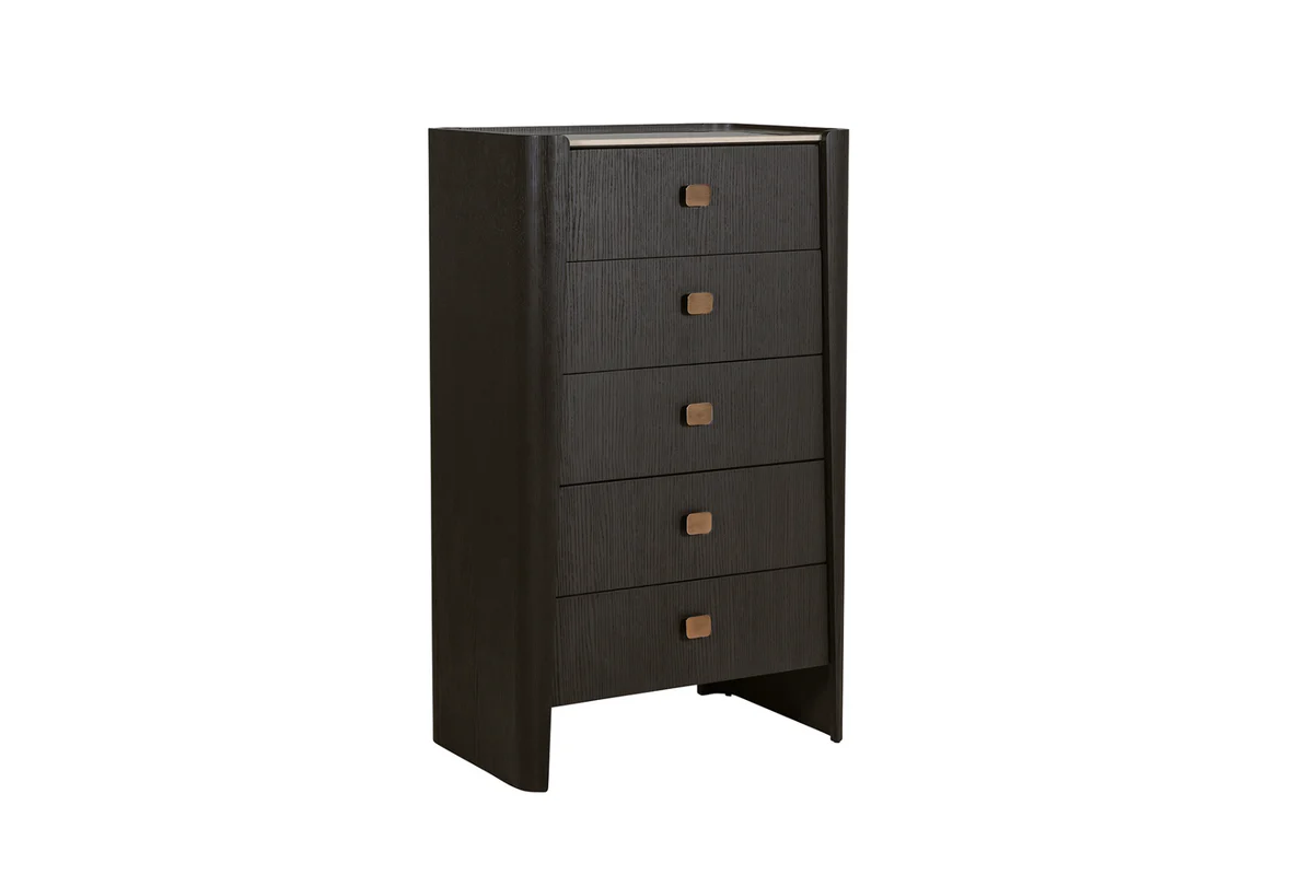 Rhodes Tall 5 Drawer Chest – Ebony with Sintered Stone Top