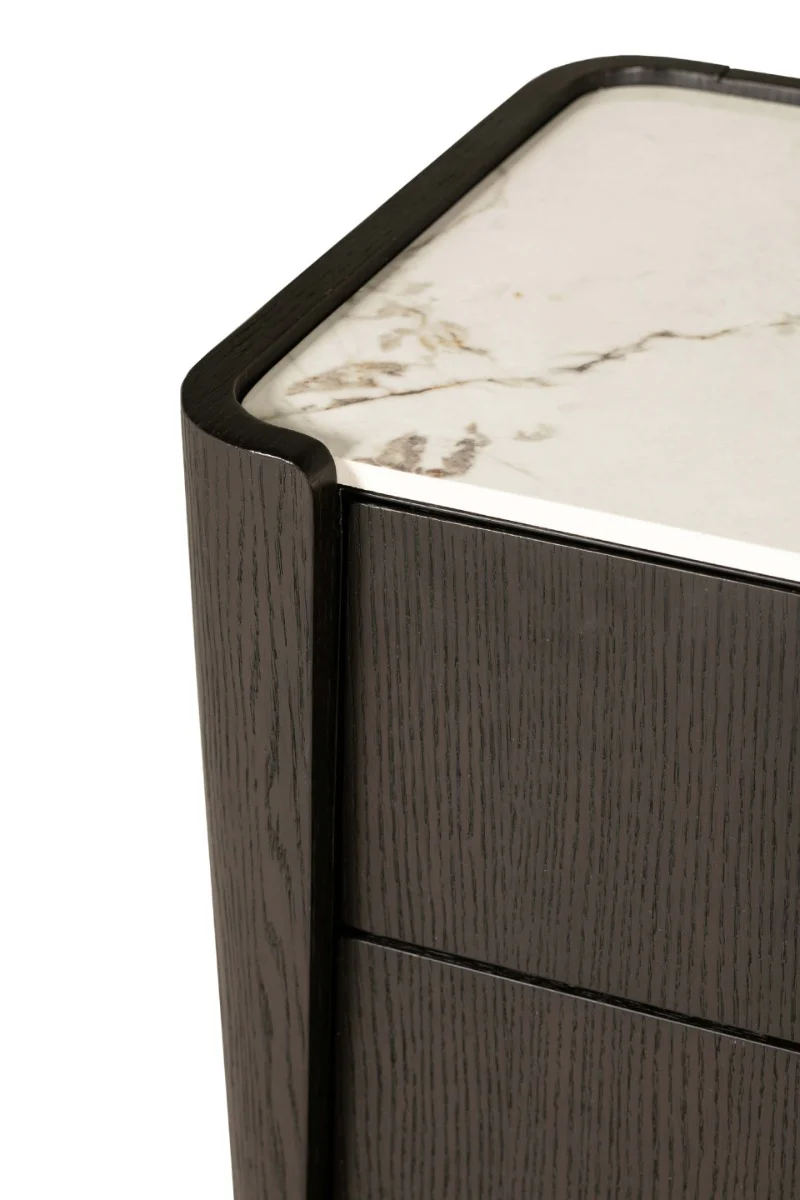Rhodes 6 Drawer Chest of Drawers in Ebony – Luxury Dressing Chest with Sintered Stone Top and Copper Handles - Image 2