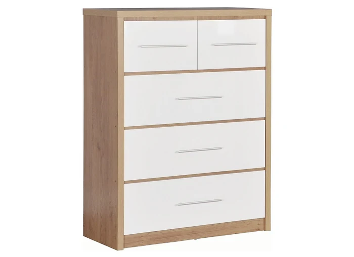 Seville White 2+3 Drawer Chest – Easy Open Metal Runners 1105mm